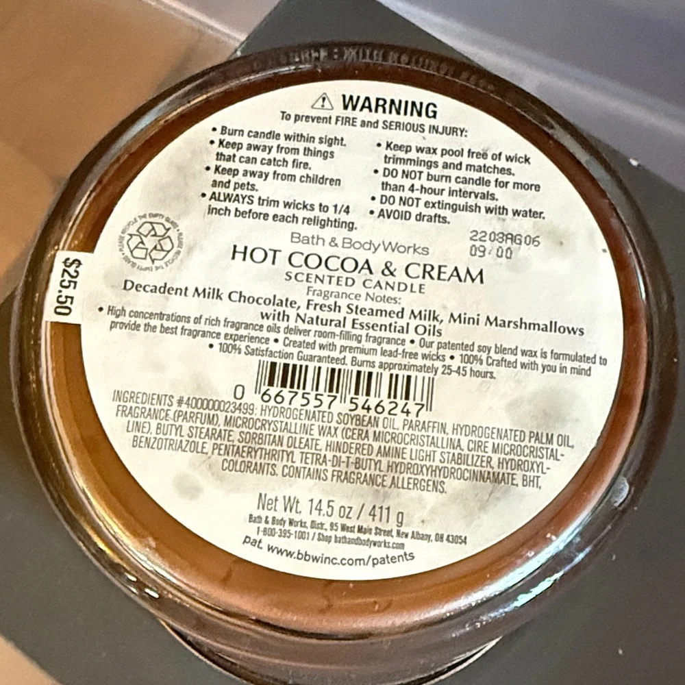 Bath & Body Works Hot Cocoa & Cream Candle with Festive Design - Picture 2 of 3